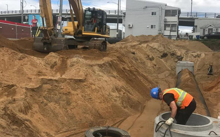 installation puisard pour bassin retention - les aménagements jf excavation